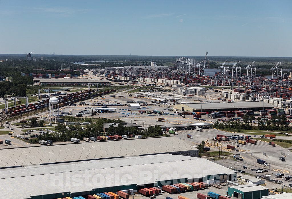 Photo- an Aerial View of a Busy Area Around The Port of Savannah, Georgia 2 Fine Art Photo Reproduction