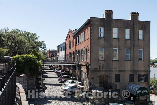 Photo- Old Factors' Row Cotton Warehouses and Offices of Cotton Factors, or Brokers on The Savannah, Georgia, Waterfront 1 Fine Art Photo Reproduction