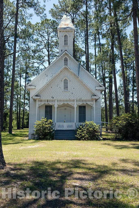 Photo- Old Ruskin Church, a Country Church in Ware County, Georgia, Built Circa 1895, is All That's Left of The Settlement of Ruskin, and Old Sawmill Town Near Waycross