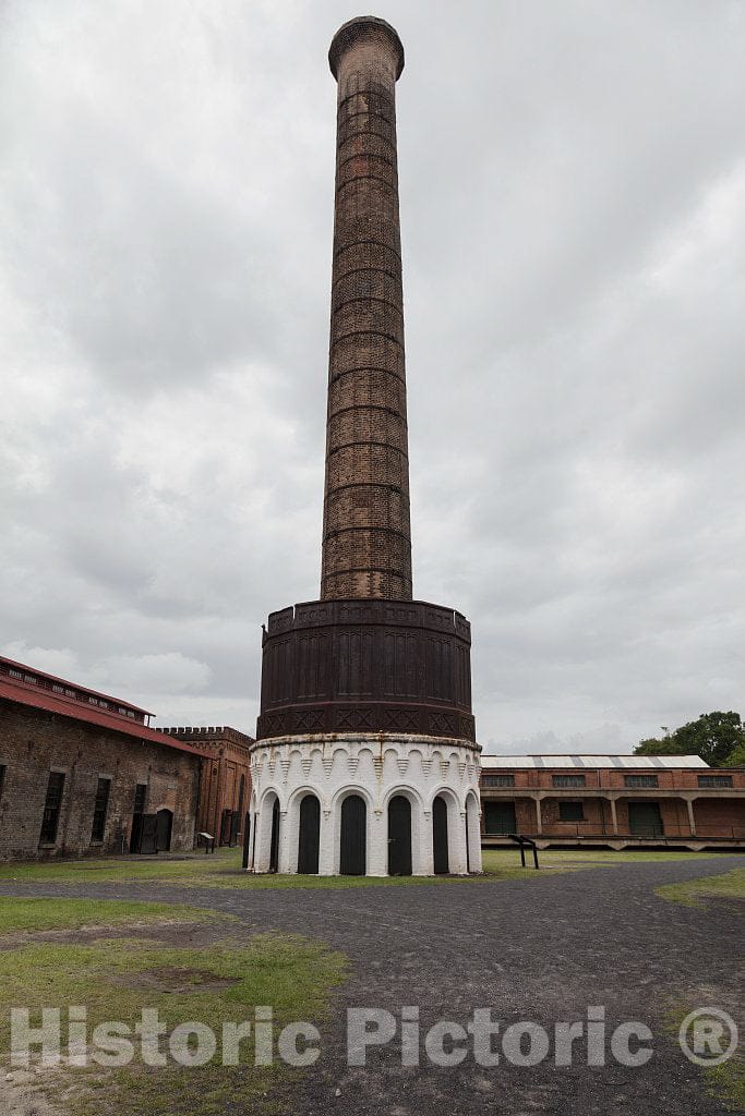 Photo- Enormous Chimney at The Georgia State Railroad Museum on The Grounds of The Old Central of Georgia Railway Savannah Shops and Terminal Facilities in Savannah, Georgia