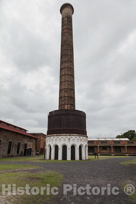 Photo- Enormous Chimney at The Georgia State Railroad Museum on The Grounds of The Old Central of Georgia Railway Savannah Shops and Terminal Facilities in Savannah, Georgia