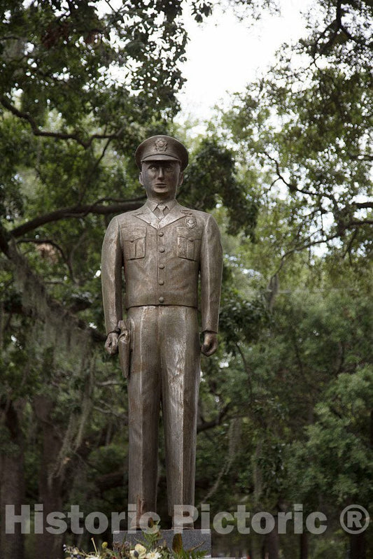 Photo - Statue of a police officer outside the 1870 building that serves as the Savannah, Georgia,"police barracks," as it is known- Fine Art Photo Reporduction