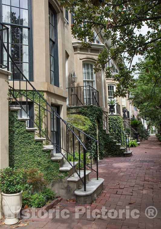 Photo - Fine Row Homes and Curved staircases in Savannah, Georgia- Fine Art Photo Reporduction