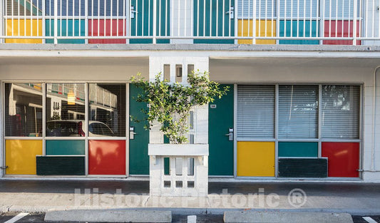 Photo - Colorful Exterior Decor at The Retro Thunderbird Inn in Savannah, Georgia- Fine Art Photo Reporduction