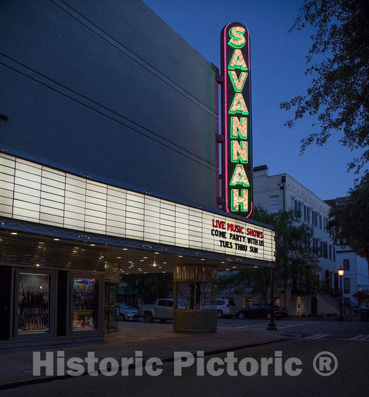 Photo - Marquee of The Savannah Theatre in Downtown Savannah, Georgia- Fine Art Photo Reporduction