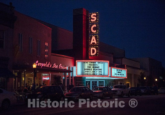 Photo - Marquee of SCAD's Trustees Theatre in downtown Savannah, Georgia- Fine Art Photo Reporduction