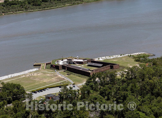 Photo - Aerial View of Fort James Jackson, Usually Called Old Fort Jackson, a Restored 19th-Century Fort Located on The Savannah River, Two Miles East Savannah, Georgia