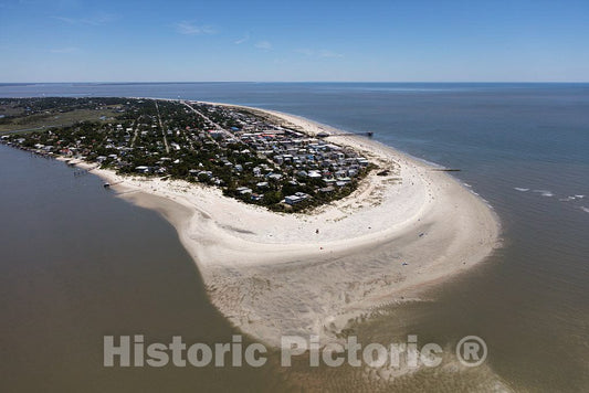 Photo - Aerial View of Tybee Island, Georgia, a Barrier Island in Chatham County, Near Savannah, and is The easternmost Point in Georgia- Fine Art Photo Reporduction