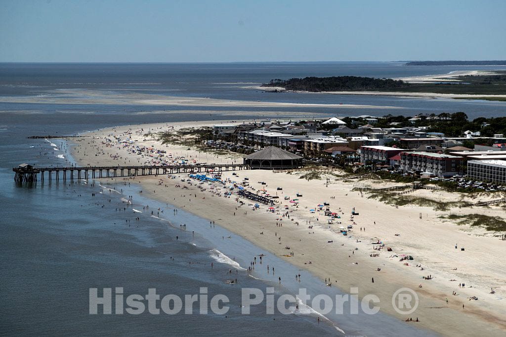 Photo- Aerial View of a pier on Tybee Island, Georgia, Near Savannah 1 Fine Art Photo Reproduction
