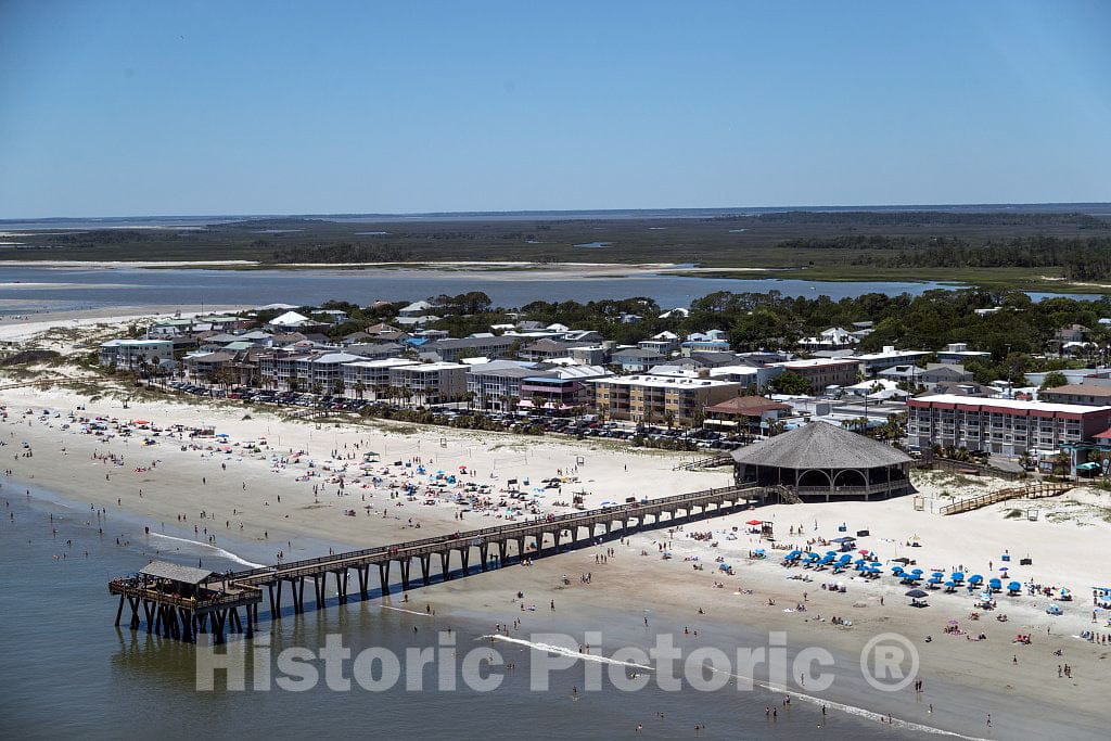 Photo- Aerial View of a pier on Tybee Island, Georgia, Near Savannah 2 Fine Art Photo Reproduction