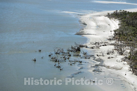 Photo - Aerial View of The Shoreline of Little Tybee Island, Georgia, Near Savannah- Fine Art Photo Reporduction
