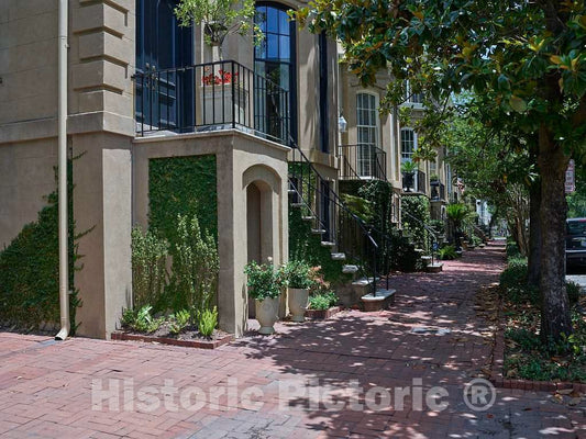 Photo - Fashionable Row Houses in Savannah, Georgia- Fine Art Photo Reporduction