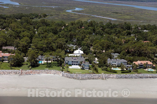 Photo - Aerial View of The privately Owned Sea Island, a Barrier Island Off The Coast of Georgia- Fine Art Photo Reporduction