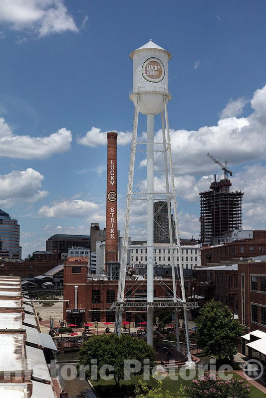Photo- The Landmark Lucky Strike Cigarette Tower in The American Tobacco Neighborhood, Locally Called The American Tobacco Campus, in Durham, North Carolina 1 Fine Art Photo