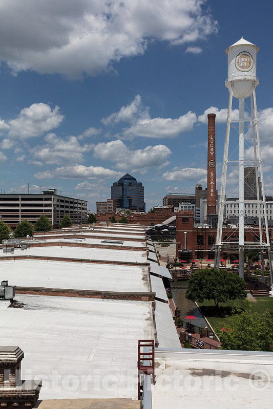 Photo- The Landmark Lucky Strike Cigarette Tower in The American Tobacco Neighborhood, Locally Called The American Tobacco Campus, in Durham, North Carolina 2 Fine Art Photo