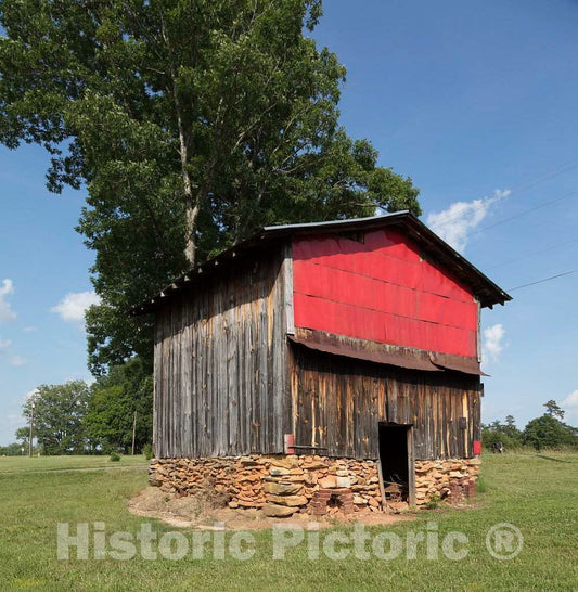 Photo - Old barn of Many Layers, Stone, Wood, and Colorful Metal, in Rural Rockingham County, North Carolina- Fine Art Photo Reporduction