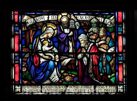 Photo- Stained glass window inside Christ Episcopal Church in Raleigh, North Carolina, one of the first Gothic Reivival churches in the American South 7 Fine Art Photo Reproduction