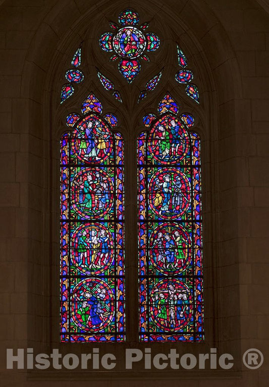 Photo- Stained-Glass Window, one of 77, in The Duke University Chapel on The Campus of The University in Durham, North Carolina 1 Fine Art Photo Reproduction