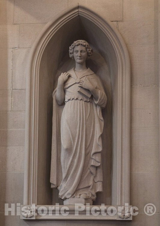 Photograph - One of Two Statues Inside The Main Door, Entering The Nave of The Duke Chapel in Durham, North Carolina, Represent The Pillars of Duke University: Knowledge and Piety 1