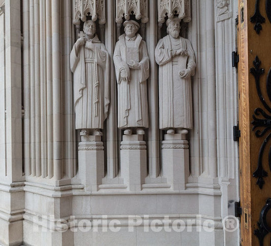 Photo- Portal sculptures of the Duke University Chapel on the university campus in Durham, North Carolina 1 Fine Art Photo Reproduction