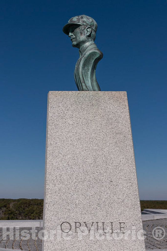 Photo- Statue of Orville Wright, Part of The Wright Brothers National Memorial in Kill Devil Hills, North Carolina, commemorates The First Successful, sustained 1