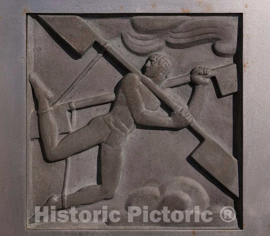 Photograph - One of six Relief Panels Depicting Conquest of The air at The Wright Brothers National Memorial in Kill Devil Hills, North Carolina, commemorates The First Successful, sustained 1
