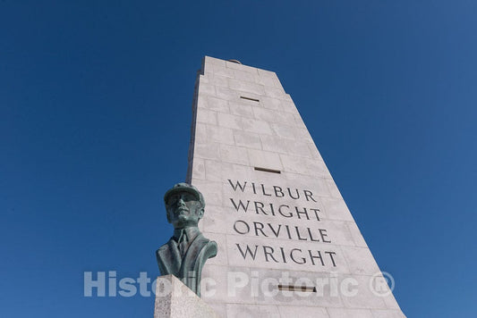 Photo- Statue of Orville Wright, Part of The Wright Brothers National Memorial in Kill Devil Hills, North Carolina, commemorates The First Successful, sustained 4
