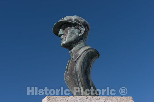 Photo- Statue of Wilbur Wright, part of the Wright Brothers National Memorial in Kill Devil Hills, North Carolina, commemorates the first successful, sustained 2 Fine Art Photo