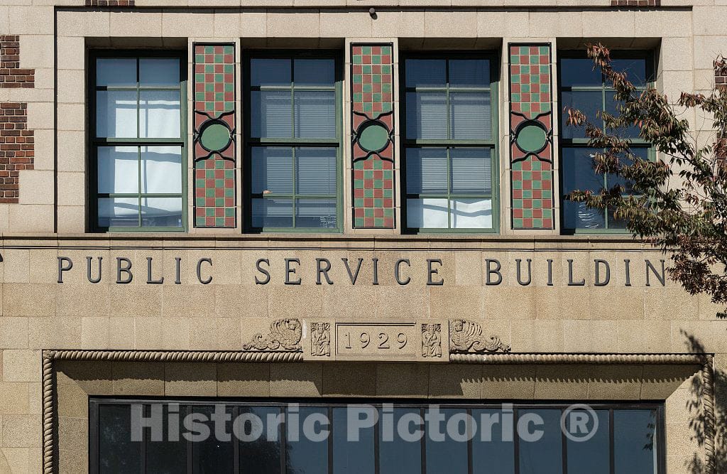 Photo- Detail of the ornate, art deco-style Public Service Building, which opened in 1929 in Asheville, North Carolina 2 Fine Art Photo Reproduction