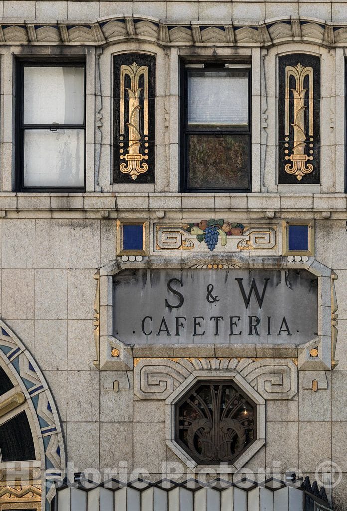 Photo- Detail of The Ornate, Art Deco-Style S & W Cafeteria Building in Asheville, North Carolina 1 Fine Art Photo Reproduction