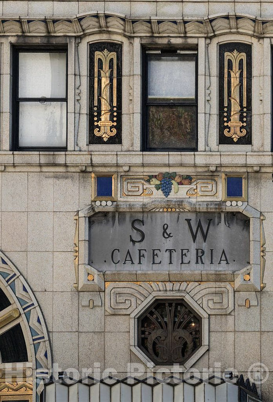 Photo- Detail of The Ornate, Art Deco-Style S & W Cafeteria Building in Asheville, North Carolina 1 Fine Art Photo Reproduction