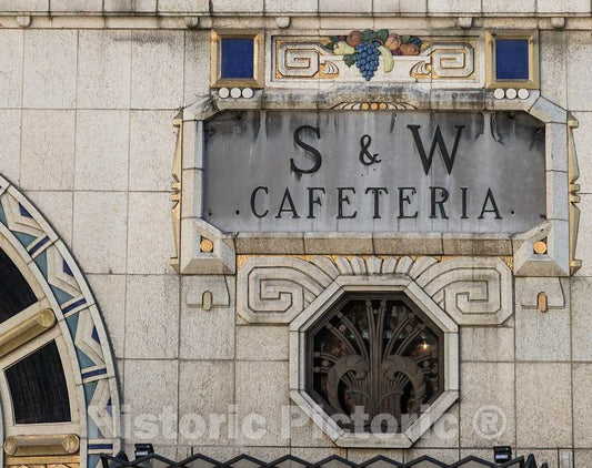 Photo- Detail of The Ornate, Art Deco-Style S & W Cafeteria Building in Asheville, North Carolina 2 Fine Art Photo Reproduction