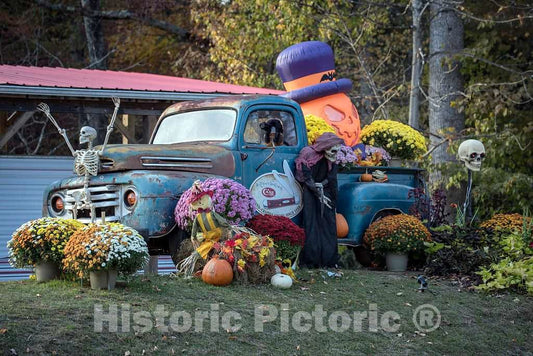 Photo - Eclectic Halloween display, employing elements old and new, spooky and attractive, near the unicorporated town of Little Switzerland- Fine Art Photo Reporduction