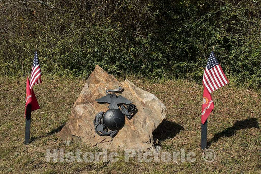 Photo - A Roadside Tribute, with no Explanation Given, to The United States Marine Corps, Near Etowah, North Carolina- Fine Art Photo Reporduction