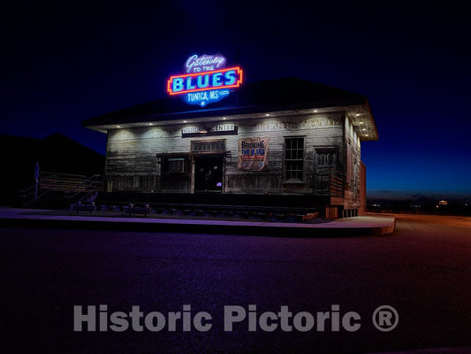 Photo - The neon Sign at The Visitor Center Promoting Tunica, in Northern Mississippi- Fine Art Photo Reporduction