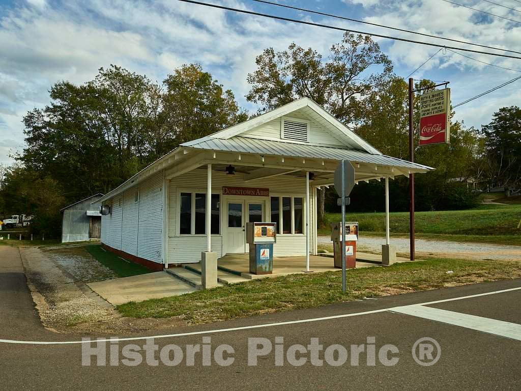 Photo - Old Gas Station and Sporting-Goods Store in Abbeville (The Ville is Missing from The Store Sign), Mississippi- Fine Art Photo Reporduction