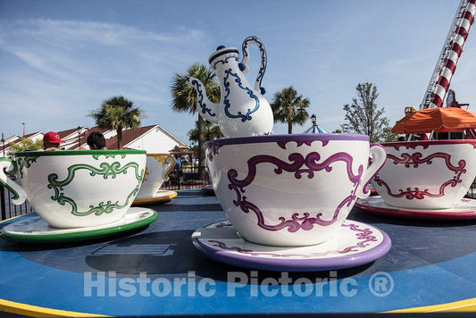 Photo - Teacup Ride at The Broadway at The Beach Amusement Area in Myrtle Beach, South Carolina- Fine Art Photo Reporduction
