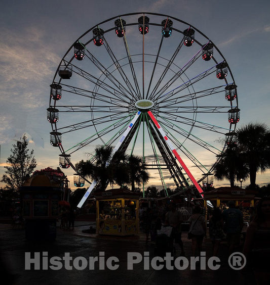 Photo- Ferris Wheel at Pavilion Park Within The Broadway at The Beach Amusement Area in Myrtle Beach, South Carolina 2 Fine Art Photo Reproduction