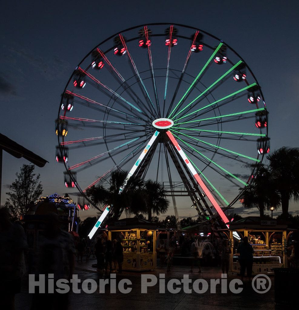 Photo- Ferris Wheel at Pavilion Park Within The Broadway at The Beach Amusement Area in Myrtle Beach, South Carolina 3 Fine Art Photo Reproduction