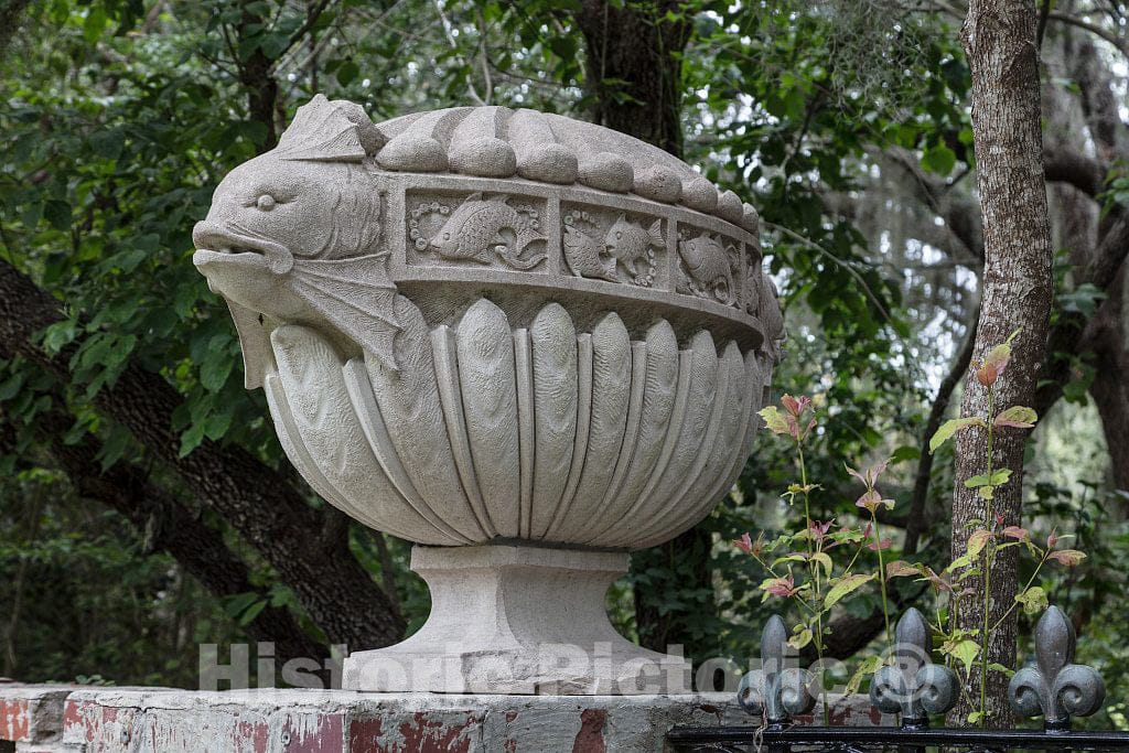Photo - Robert Alexander Bailllie's limestone"Vases" sculpture at Brookgreen Gardens, a vast complex of sculpture gardens, ecosystem trails- Fine Art Photo Reporduction