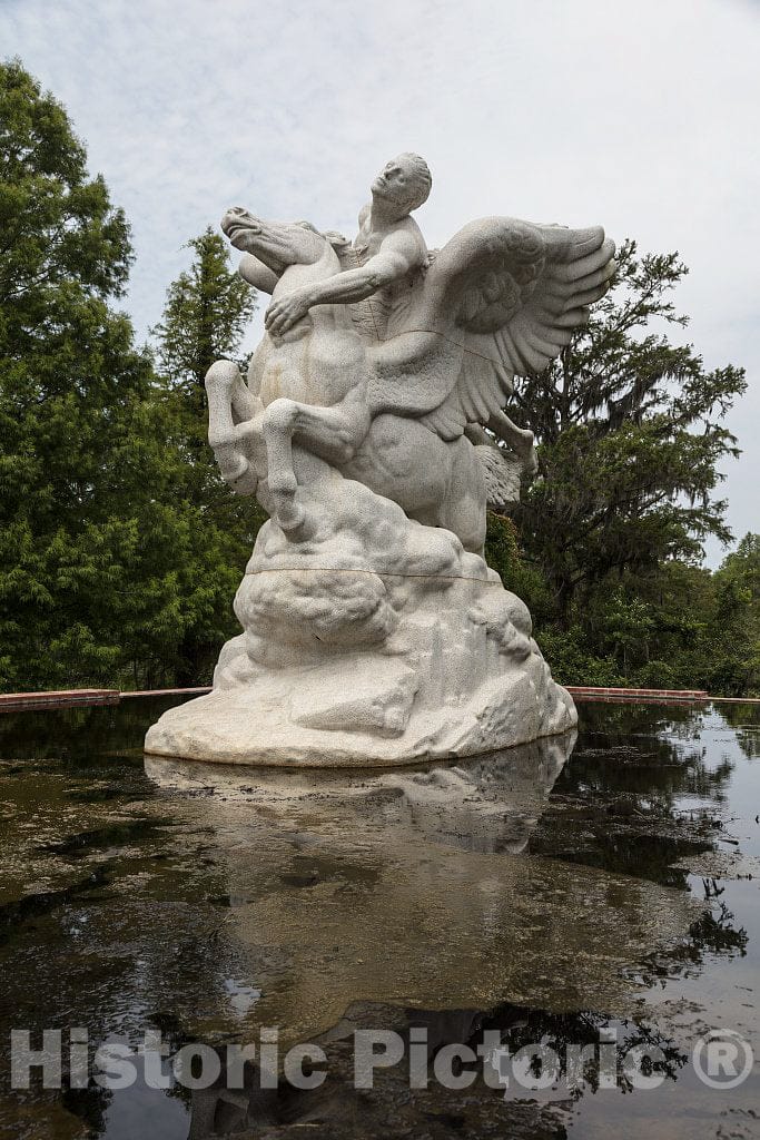 Photo - Laura Gardin Fraser's 1954" Pegasus Sculpture at Brookgreen Gardens, a vast Complex of Sculpture Gardens, Ecosystem Trails- Fine Art Photo Reporduction