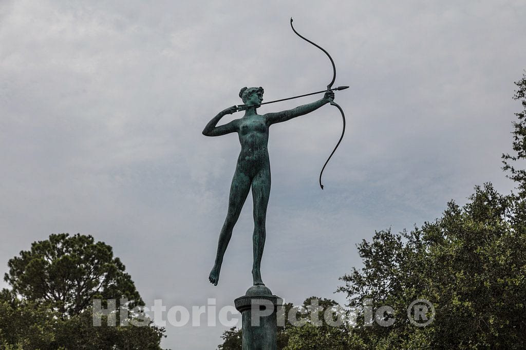 Photo - Augustus Saint-Gaudens's 1893 Bronze Diana Sculpture at Brookgreen Gardens, a vast Complex of Sculpture Gardens, Ecosystem Trails- Fine Art Photo Reporduction