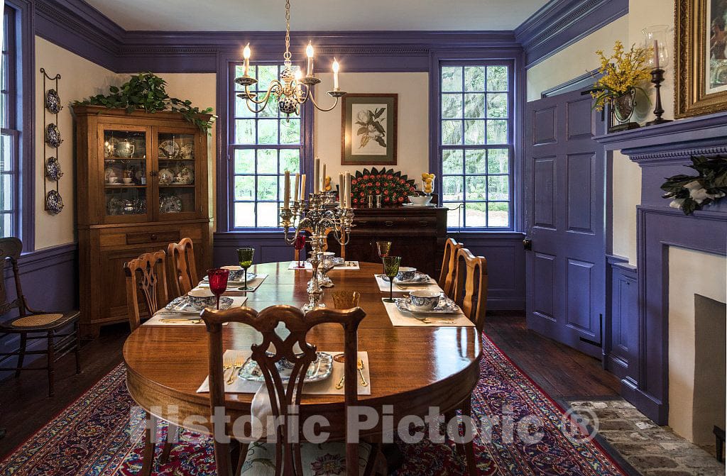 Photo - Dining Room at Hopsewee Plantation, Near The Settlement of North Santee, Along The Santee River in Georgetown County, South Carolina- Fine Art Photo Reporduction