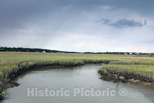Photo- Scene on marshy Pawley's Island, a barrier island in Georgetown County, South Carolina 5 Fine Art Photo Reproduction