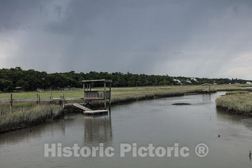 Photo- Scene on marshy Pawley's Island, a Barrier Island in Georgetown County, South Carolina 6 Fine Art Photo Reproduction