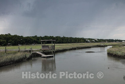 Photo- Scene on marshy Pawley's Island, a Barrier Island in Georgetown County, South Carolina 6 Fine Art Photo Reproduction