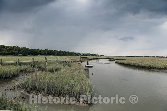 Photo- Scene on marshy Pawley's Island, a Barrier Island in Georgetown County, South Carolina 7 Fine Art Photo Reproduction