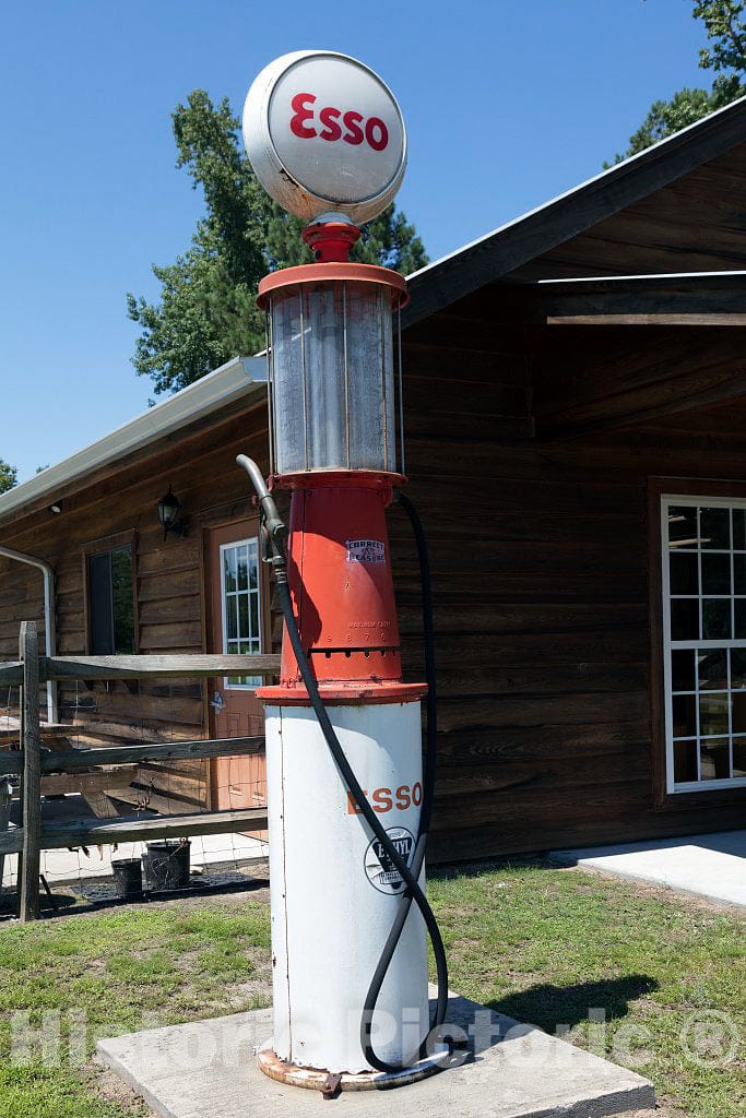 Photo - Vintage gasoline pump at the L.W. Paul Living History Farm, a historical museum complex near Conway in Horry County, South Carolina- Fine Art Photo Reporduction