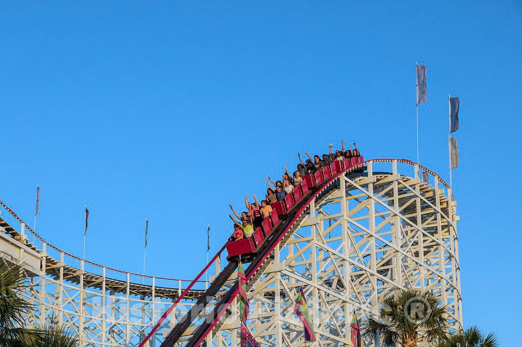 Photo - Roller Coaster at The Family Kingdom Amusement Park in Myrtle Beach, South Carolina- Fine Art Photo Reporduction