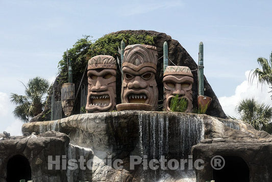 Photo - The Polynesian Theme abounds at The Tribal Island Tiki Adventure Park, an Amusement Area in Little River, South Carolina- Fine Art Photo Reporduction